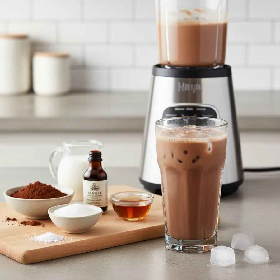 Koude chocolademelk gemaakt in blender