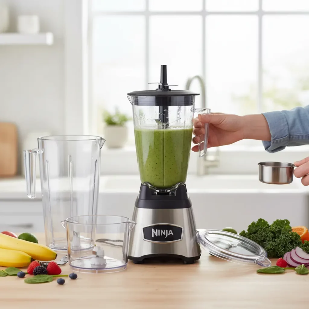 Ninja QB900 compacte blender met glazen kan en RVS basis