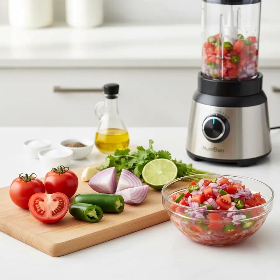Blender salsa met tomaat, koriander en limoen