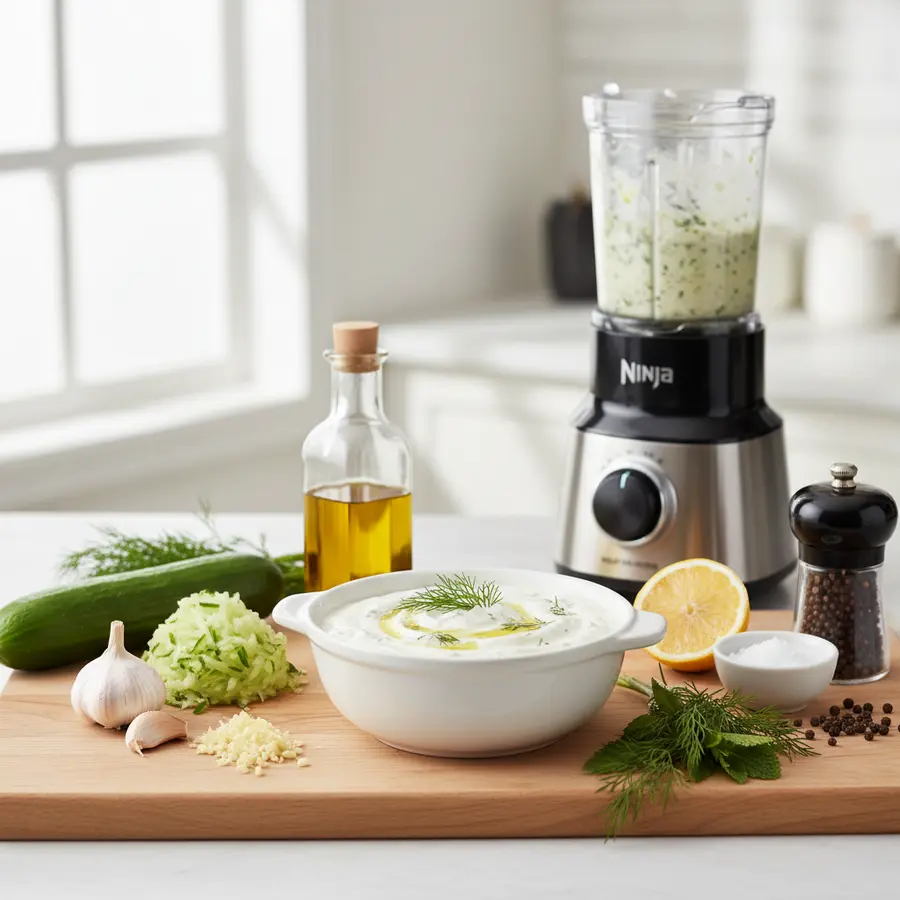 Tzatziki dip van Griekse yoghurt, komkommer en dille