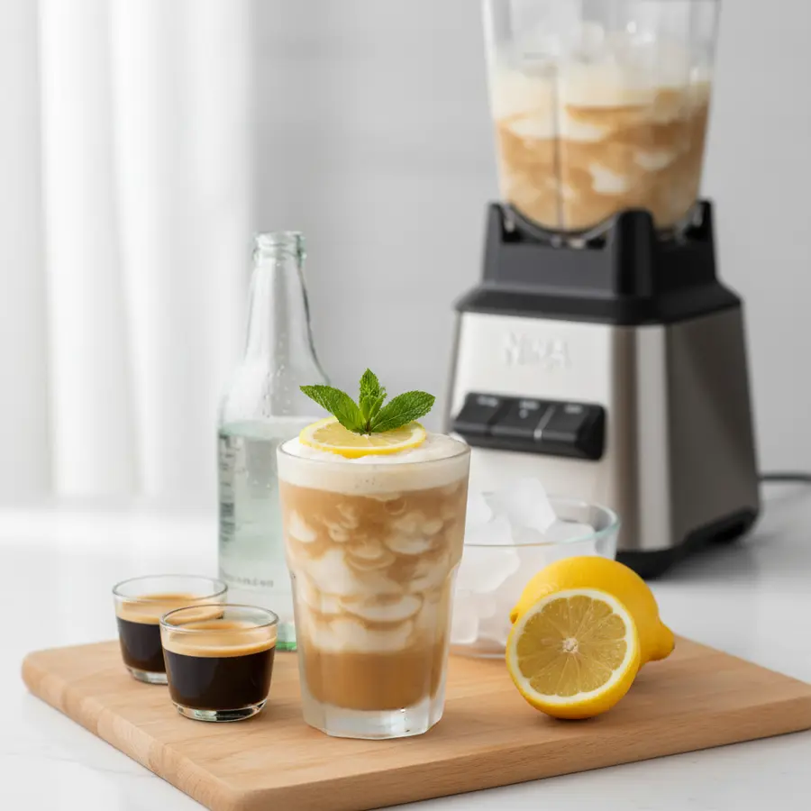 Espresso tonic met slush van ijs en tonic