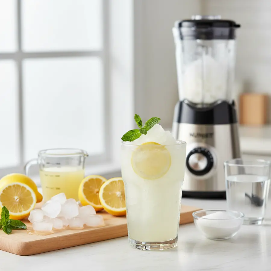 Bevroren citroenlimonade slush in glas met munt